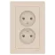 Розетка ATLASDESIGN двойная без заземления 16А в сборе бежевый