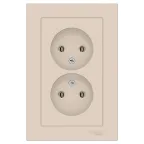 Розетка ATLASDESIGN двойная без заземления 16А в сборе бежевый