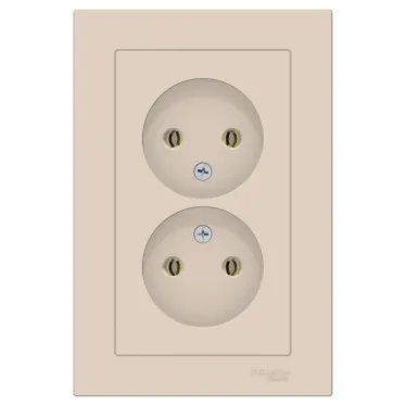Розетка ATLASDESIGN двойная без заземления 16А в сборе бежевый