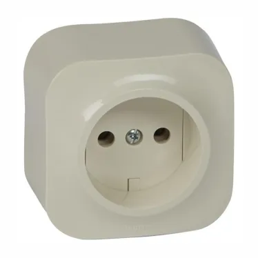 Quteo Розетка без заземления без шторок наружная бежевая