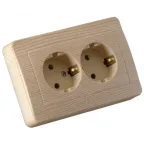 Розетка двойная скрытая с заземлением сосна