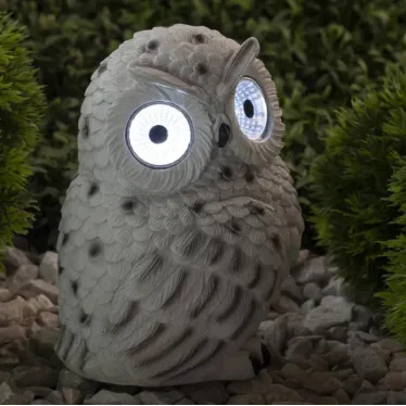 Садовый светильник Полярная сова на солнечной батарее, полистоун, 19 см