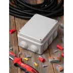 Коробка распаячная КМР-050-041 пылевлагозащитная 10 мембранных вводов уплотнительный шнур (150х110х70) PROxima