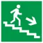 Этикетка самоклеящаяся 50х50мм Направление к эвакуационному выходу (по лестнице направо вниз)