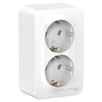 BLANCA розетка наружная двойная с заземлением со шторками и металлической пластиной, 16А, 250В, белый