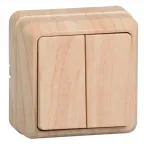 ОКТАВА Выключатель двухклавишный наружный сосна 10А