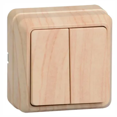 ОКТАВА Выключатель двухклавишный наружный сосна 10А