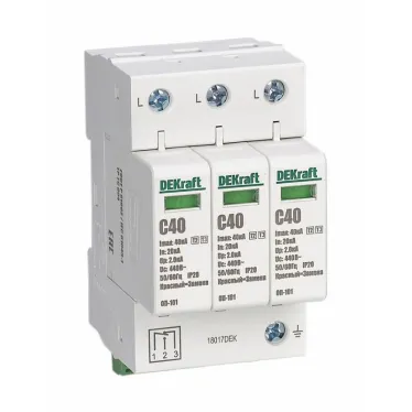 Ограничитель перенапряжения трехполюсный ОП-101 3п 40кА C