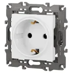 Розетка 2P+E Schuko со шторками, 16А-250В, Эра Elegance, белый, 14-2102-01