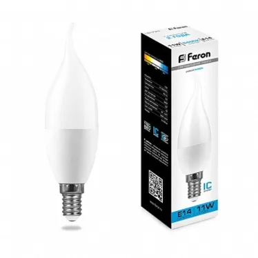 Лампа светодиодная LED 11вт Е14,дневной матовая свеча на ветру