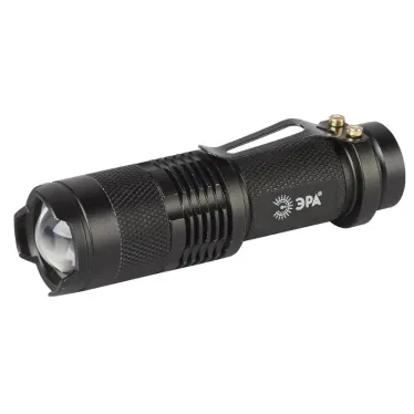 Фонарик на батарейках 1xAA карманный кемпинговый с регулируемым фокусом, прищепка 3 режима UB-602 Компакт