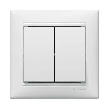 VALENA Выключатель двухклавишный в рамку белый