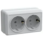 Розетка двойная с заземлением со шторками 16А