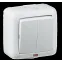 Выключатель двухклавишный наружный с индикацией белый IP44 10А