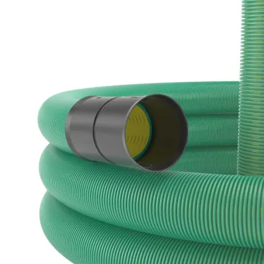 Труба гибкая двустенная дренажная D-90мм класс SN8 перфорация 360 градусов зеленый