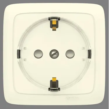 Розетка наружная с заземлением с изоляционной пластиной (стакан) слоновая кость