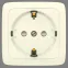 Розетка наружная с заземлением с изоляционной пластиной со шторками (стакан) слоновая кость