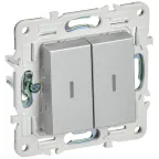 SKANDY Выключатель 2-клавишный с индикацией 10А SK-V09S серебряный IEK