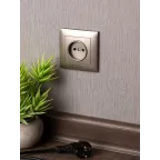 Валенсия лицевая панель розетки 1-местной б/з 10 А кашемир с защ. штор.