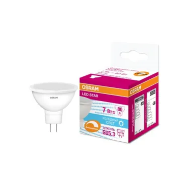 Лампа светодиодная LED 7Вт GU5.3 MR16 110 град. (замена 80Вт) белый, диммируемая OSRAM
