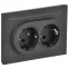 BRITE Розетка двойная с заземлением с защитными шторками 16А в сборе РСш12-3-БрГ графит