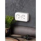 Розетка Минск 2-местная ОП 10А без заземления белая