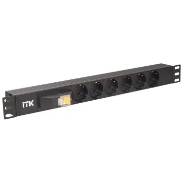 Блок розеток 6 розеток немецкий стандарт с автоматом 1 юнит вход С14 без шнура