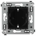 Avanti Розетка в стену, 2P+E, с защитными шторками, ''Черный квадрат''