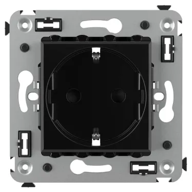 Avanti Розетка в стену, 2P+E, с защитными шторками, ''Черный квадрат''