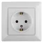 Розетка Intro Solo 4-202-01 с заземлением 2P+E Schuko, 16А-250В, IP20, СУ, белый