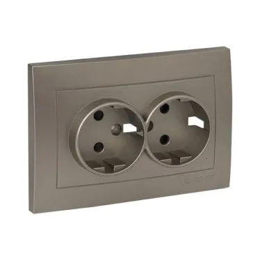Валенсия лицевая панель розетки 2-местной с/з 16А кашемир с защ. штор.