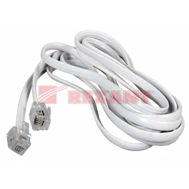 Телефонный шнур, удлинитель RJ-11(6P-4C), длина 2 метра, белый,