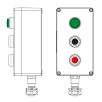 Взрывозащищенный пост управления из полиэстера CPE-P-04-(1xLG(250)-1xP1B(11)-1xP1R(11))-1xKAEPM2MHK-20(C)1Ex d e IIC Т5 Gb / Ex tb IIIC T95°C Db IP66/КЗ