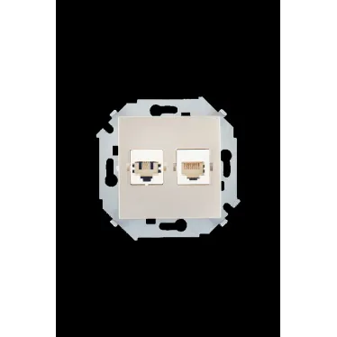 15 Розетка телефонная скрытая RJ11+ компьютерная RJ45 категория 5е Systimax шампань