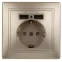 Розетка Intro Plano 1-410-04 с заземлением 2P+E Schuko со шторками, 16А-250В + 2хUSB 5В-2,1А, IP20, СУ, шампань