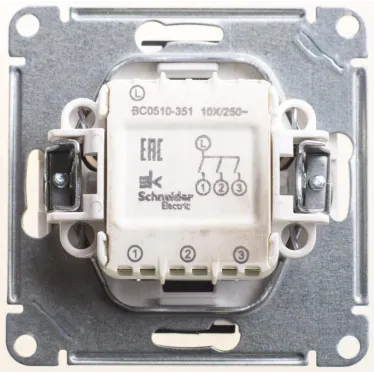 W59 Выключатель трехклавишный, 10АХ, механизм, черный бархат