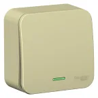 Переключатель BLANCA открытой установки одноклавишный (cх.6) с изолирующей пластиной и подсветкой, 10А, 250B, бежевый