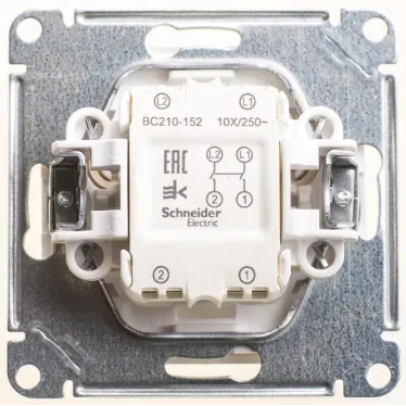 Выключатель одноклавишный, двухполюсный, 10АХ, механизм, шампань