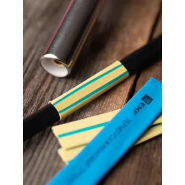 Трубка термоусаживаемая ТУТ нг 10/5 желто-зеленая в отрезках по 1м PROxima