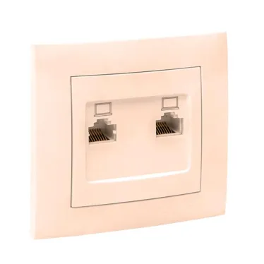 Валенсия розетка компьютерная RJ-45 2-местная кремовая
