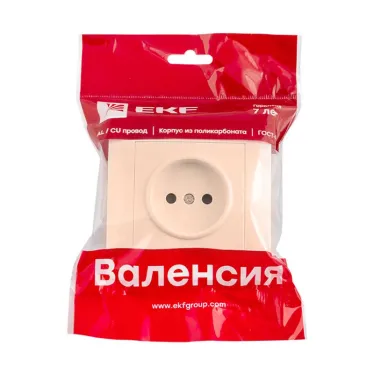 Валенсия розетка 1-местная б/з 10А кремовая с защ. штор.