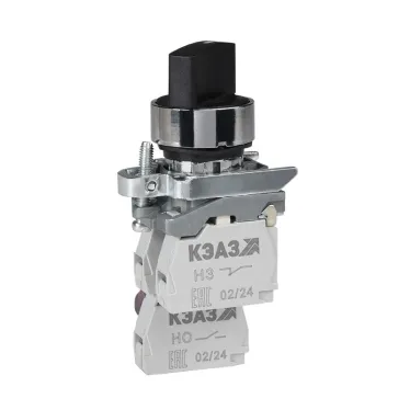 Переключатель КПЕ1111РС-черный-1но+1нз-ручка-фикс-2поз-IP40-