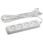 Удлинитель без зазeмл., 2х1мм2, 10А, ПВС, 4гн, 3м (10/840) U-4-3m-2x1