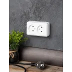 Рим Розетка двойная 10А без заземления белая