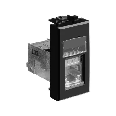 Avanti Компьютерная розетка Черный квадрат RJ-45 модульная, кат. 6 экран, 1 мод