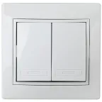 Выключатель двойной, 10А-250В, СУ, б.л., Plano, белый,1Э-104-01