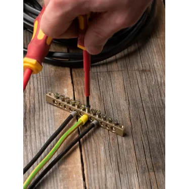 Шина PEN ноль-земля 6х9мм 12 отверстий латунь крепеж по краям PROxima