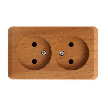 ЭТЮД Розетка двойная наружная без заземления без шторок Бук