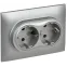SKANDY Розетка 2-местная с заземлением с защитными шторками 16А в сборе SK-R07S серебряный IEK