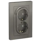 Розетка ATLASDESIGN двойная с заземлением со шторками 16А в сборе сталь